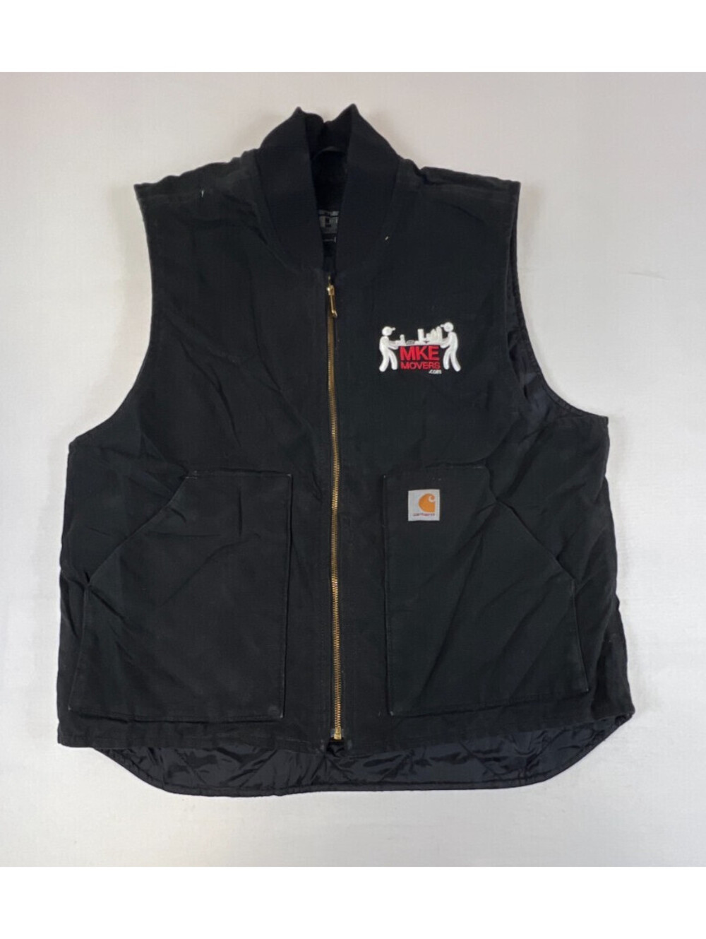 Carhartt Mens L Black V01 BLK Quilted Lined Duck Canvas Work Vest
